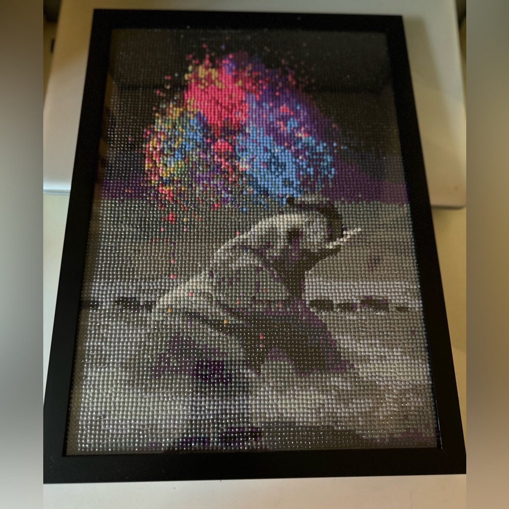 Completed diamond art framed with glue sealant